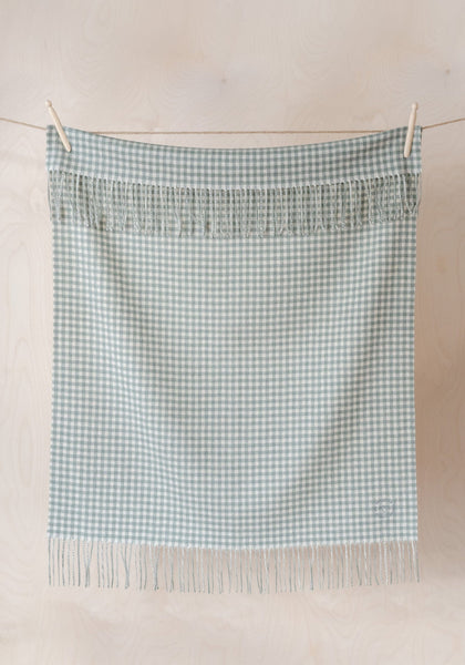 Super Soft Lambswool Baby Blanket in Sage Gingham