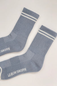 Le Bon Shoppe - Womens Boyfriend Socks - Blue/Grey