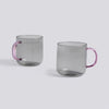 Borosilicate Mug - Light grey with pink handle