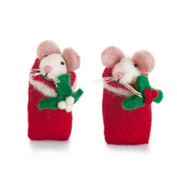 Swaddled Mouse with Mistletoe or Holly Christmas Decoration